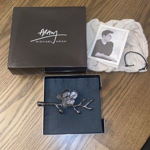 Michael Aram Black Orchid Cocktail Napkin Holder. With dust bag and box.